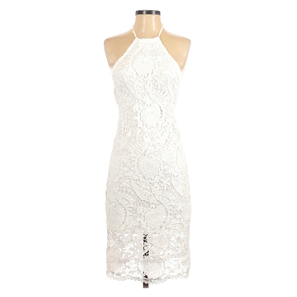 Express White Lace Halter Dress